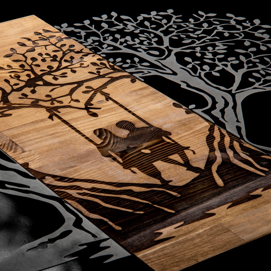 Decoración de pared 76x58 cm trees madera/metal