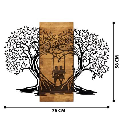 Decoración de pared 76x58 cm trees madera/metal