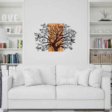 Decoración de pared 85x58 cm árbol madera/metal