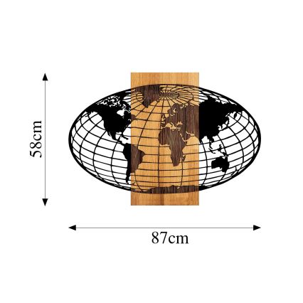 Decoración de pared 87x58 cm globo madera/metal