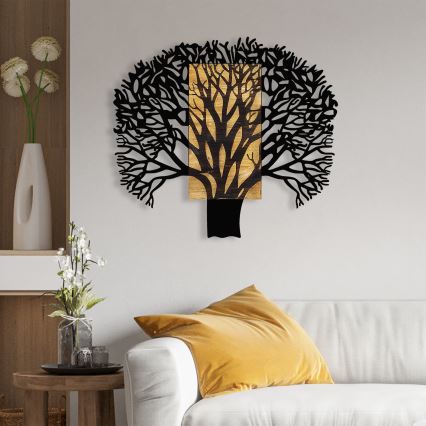 Decoración de pared 93x86 cm árbol madera/metal