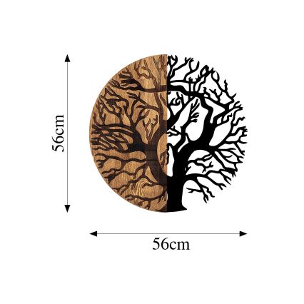 Decoración de pared diá. 56 cm árbol madera/metal