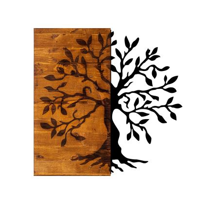 Decoración mural 58x58 cm árbol madera/metal