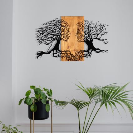 Decoración mural 58x92 cm árbol de la vida madera/metal