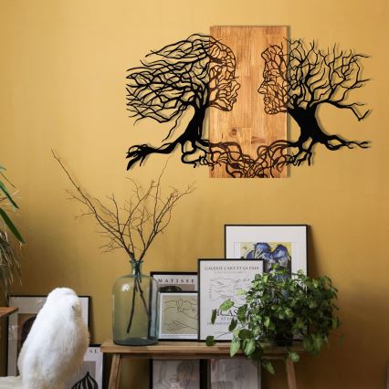 Decoración mural 58x92 cm árbol de la vida madera/metal