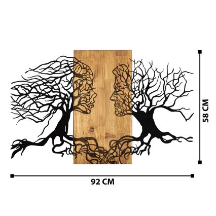 Decoración mural 58x92 cm árbol de la vida madera/metal