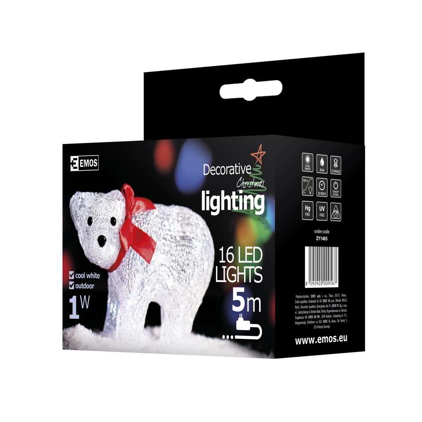 Decoración navideña exterior oso XMAS 16xLED IP44