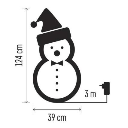 Decoración navideña LED 120xLED/2,8W/230V 124 cm muñeco de nieve