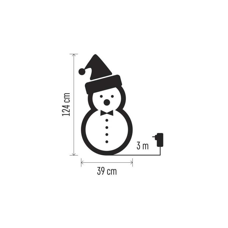 Decoración navideña LED 120xLED/2,8W/230V 124 cm muñeco de nieve