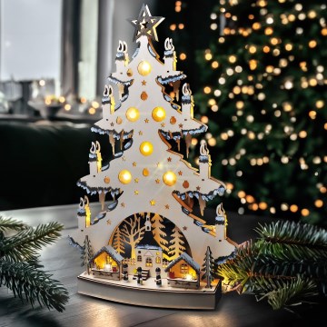 Decoración navideña LED LED/2xAA/blanco cálido árbol