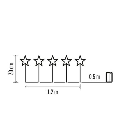 Decoración navideña LED para exteriores 5xLED/3xAA estrellas IP44