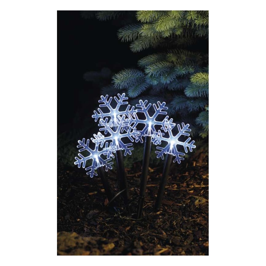 Decoración navideña LED para exteriores 5xLED/3xAA IP44 copos de nieve