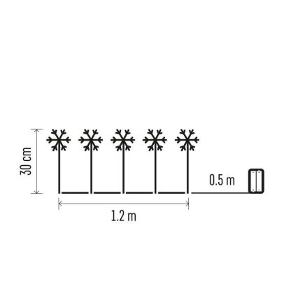 Decoración navideña LED para exteriores 5xLED/3xAA IP44 copos de nieve