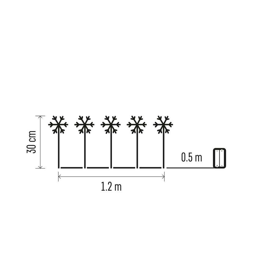 Decoración navideña LED para exteriores 5xLED/3xAA IP44 copos de nieve