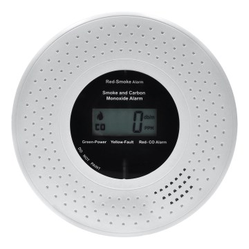 Detector de humo y monóxido de carbono con pantalla LCD 2xAA
