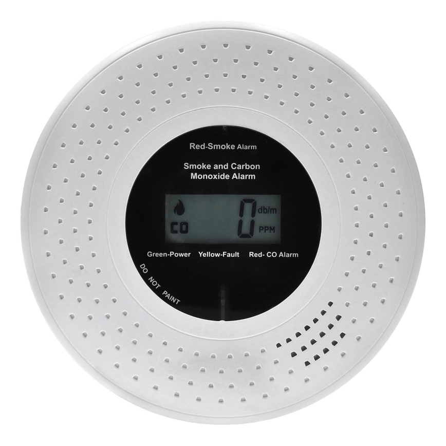 Detector de humo y monóxido de carbono con pantalla LCD 2xAA