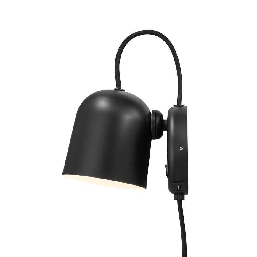 DFTP by Nordlux - Foco de pared con USB port ANGLE 1xGU10/25W/230V negro