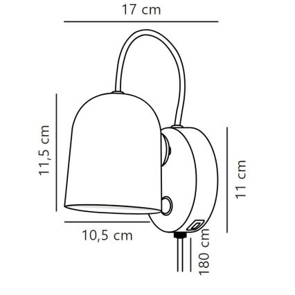 DFTP by Nordlux - Foco de pared con USB port ANGLE 1xGU10/25W/230V negro