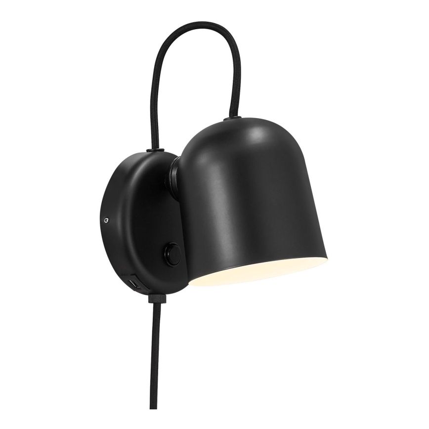 DFTP by Nordlux - Foco de pared con USB port ANGLE 1xGU10/25W/230V negro