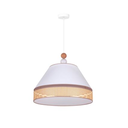 Duolla - Lámpara colgante AVIGNON 1xE27/15W/230V diá. 50 cm blanco/ratán