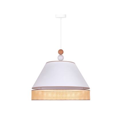 Duolla - Lámpara colgante AVIGNON 1xE27/15W/230V diá. 50 cm blanco/ratán