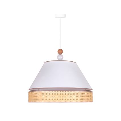 Duolla - Lámpara colgante AVIGNON 1xE27/15W/230V diá. 60 cm blanco/ratán
