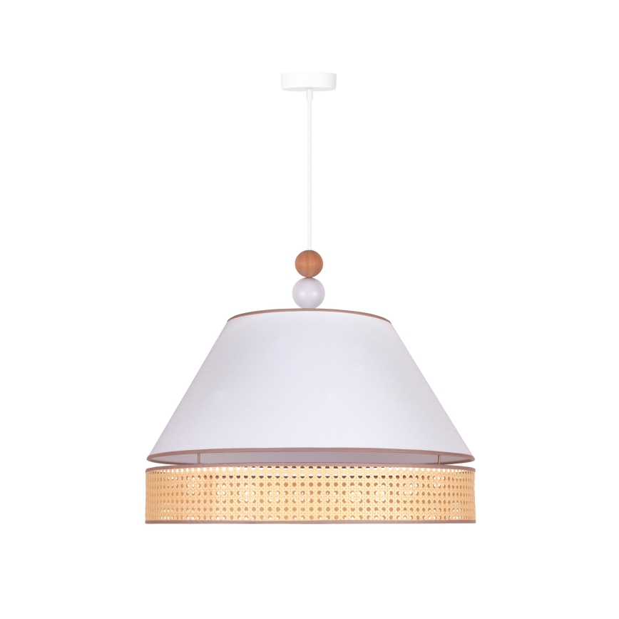 Duolla - Lámpara colgante AVIGNON 1xE27/15W/230V diá. 60 cm blanco/ratán