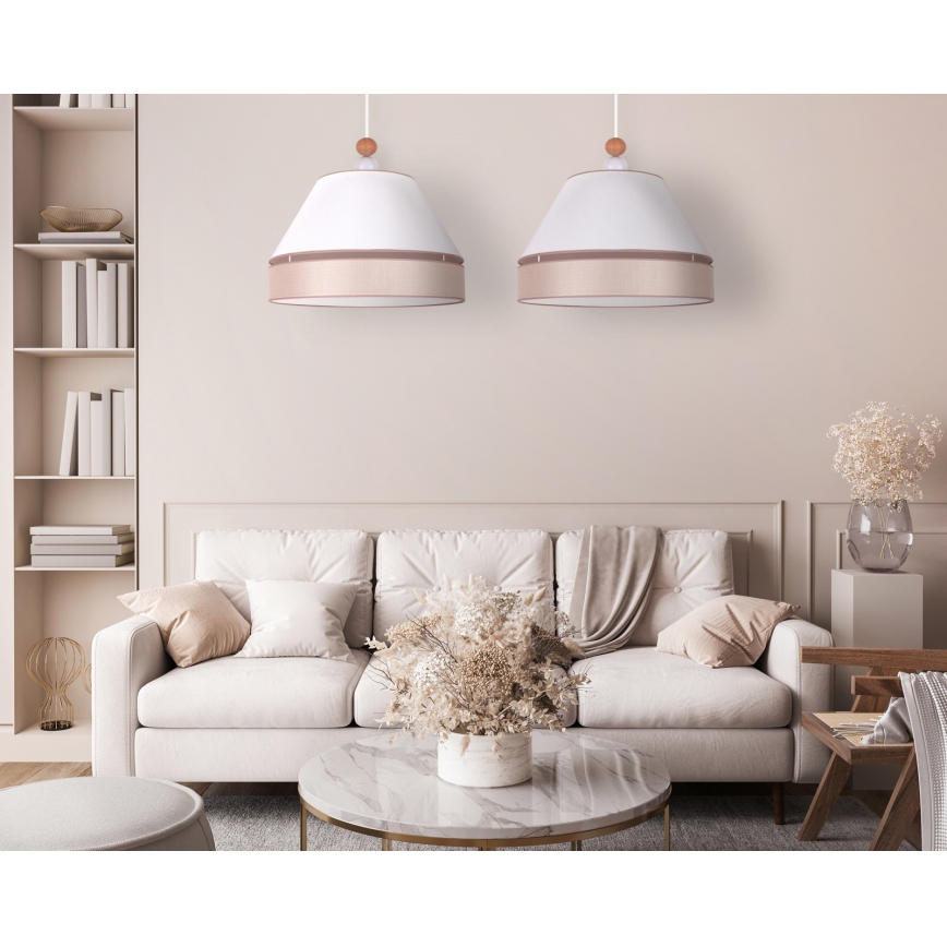 Duolla - Lámpara colgante AVIGNON 2xE27/15W/230V blanco/beige