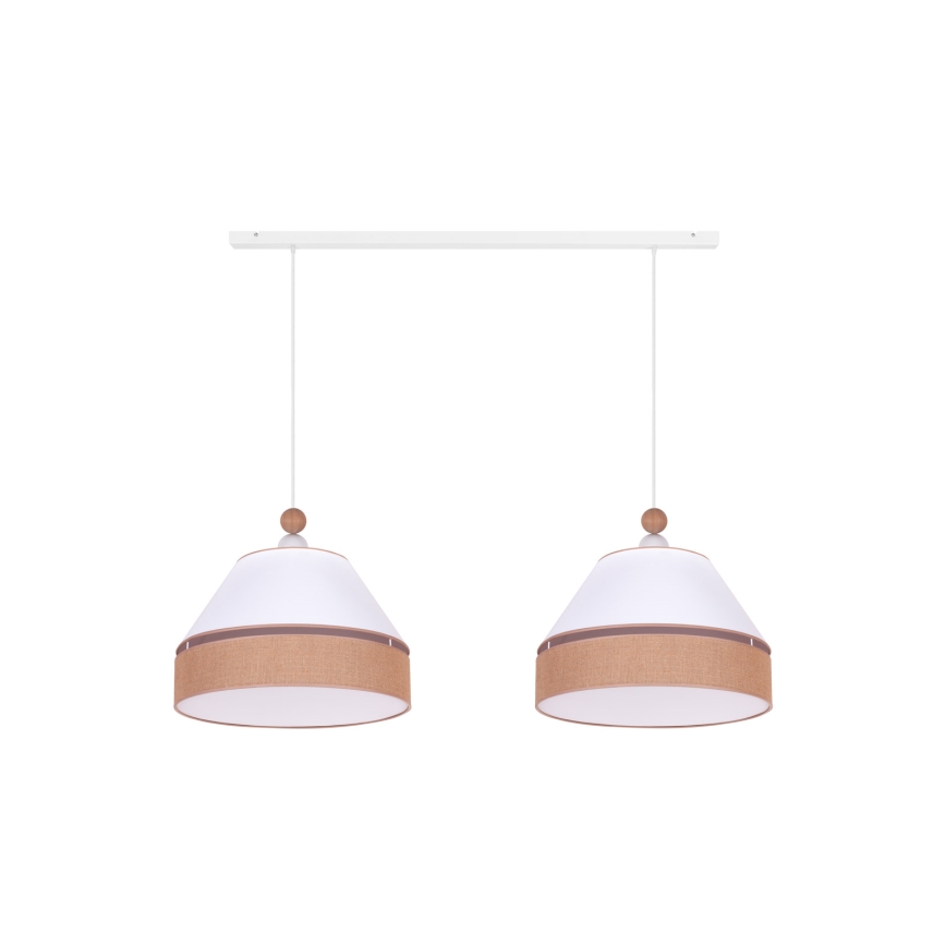 Duolla - Lámpara colgante AVIGNON 2xE27/15W/230V blanco/marrón