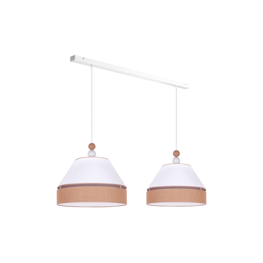 Duolla - Lámpara colgante AVIGNON 2xE27/15W/230V blanco/marrón