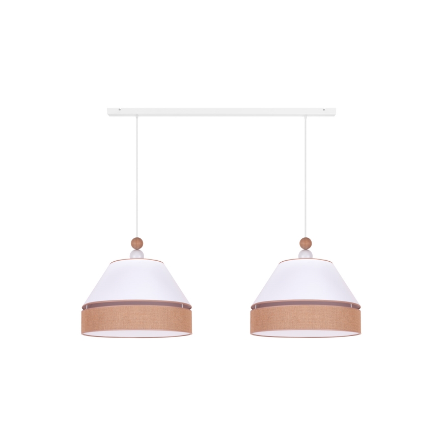 Duolla - Lámpara colgante AVIGNON 2xE27/15W/230V blanco/marrón
