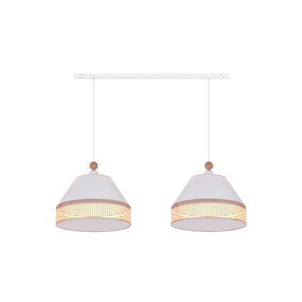Duolla - Lámpara colgante AVIGNON 2xE27/15W/230V blanco/ratán