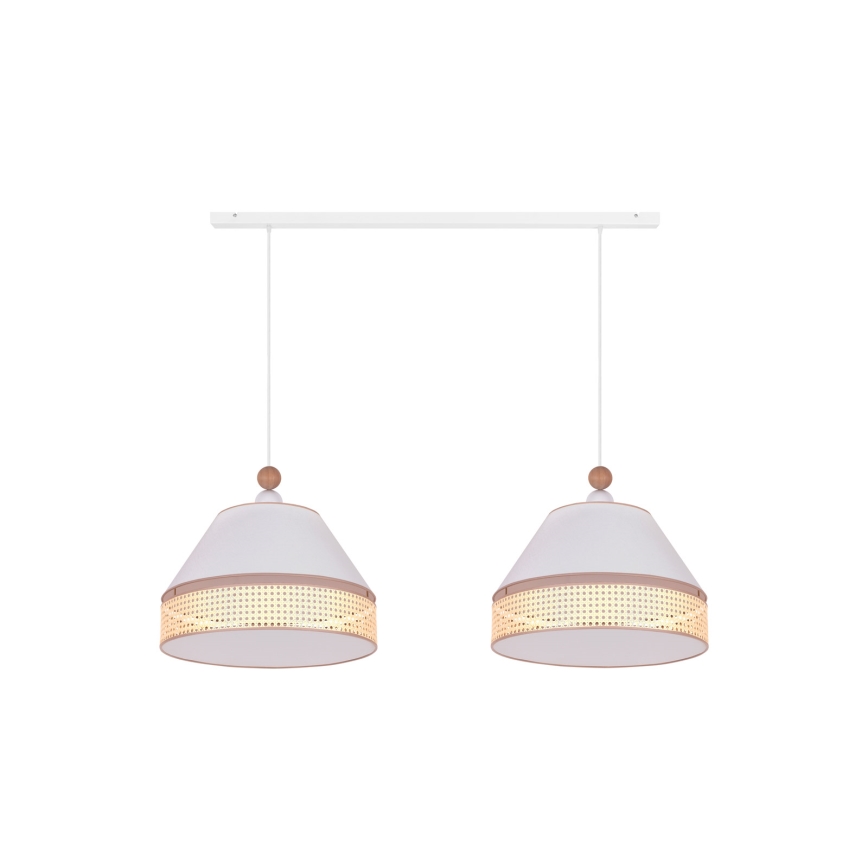 Duolla - Lámpara colgante AVIGNON 2xE27/15W/230V blanco/ratán