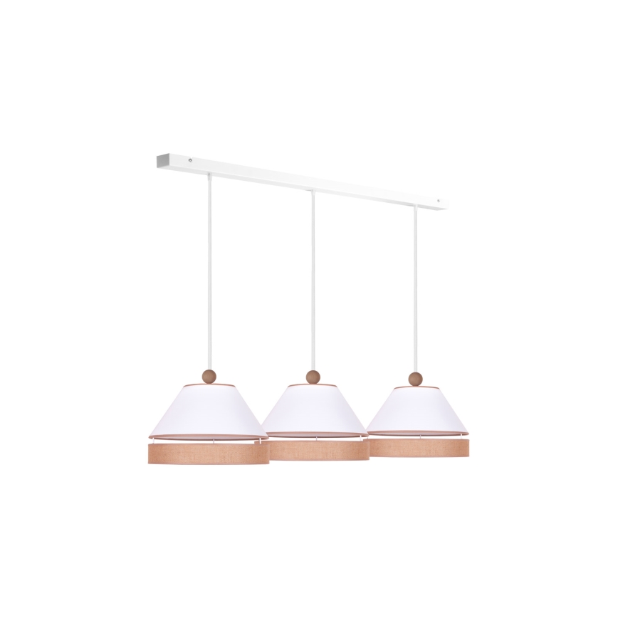 Duolla - Lámpara colgante AVIGNON 3xE27/15W/230V blanco/marrón