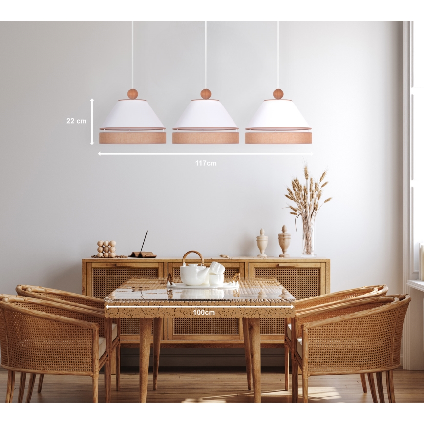 Duolla - Lámpara colgante AVIGNON 3xE27/15W/230V blanco/marrón