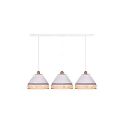 Duolla - Lámpara colgante AVIGNON 3xE27/15W/230V blanco/ratán