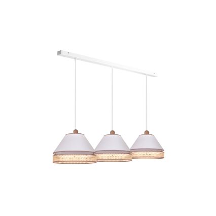 Duolla - Lámpara colgante AVIGNON 3xE27/15W/230V blanco/ratán