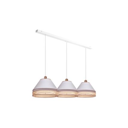Duolla - Lámpara colgante AVIGNON 3xE27/15W/230V blanco/ratán