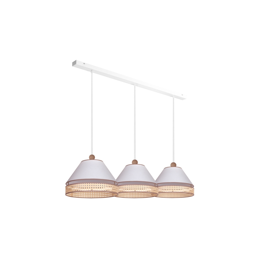 Duolla - Lámpara colgante AVIGNON 3xE27/15W/230V blanco/ratán