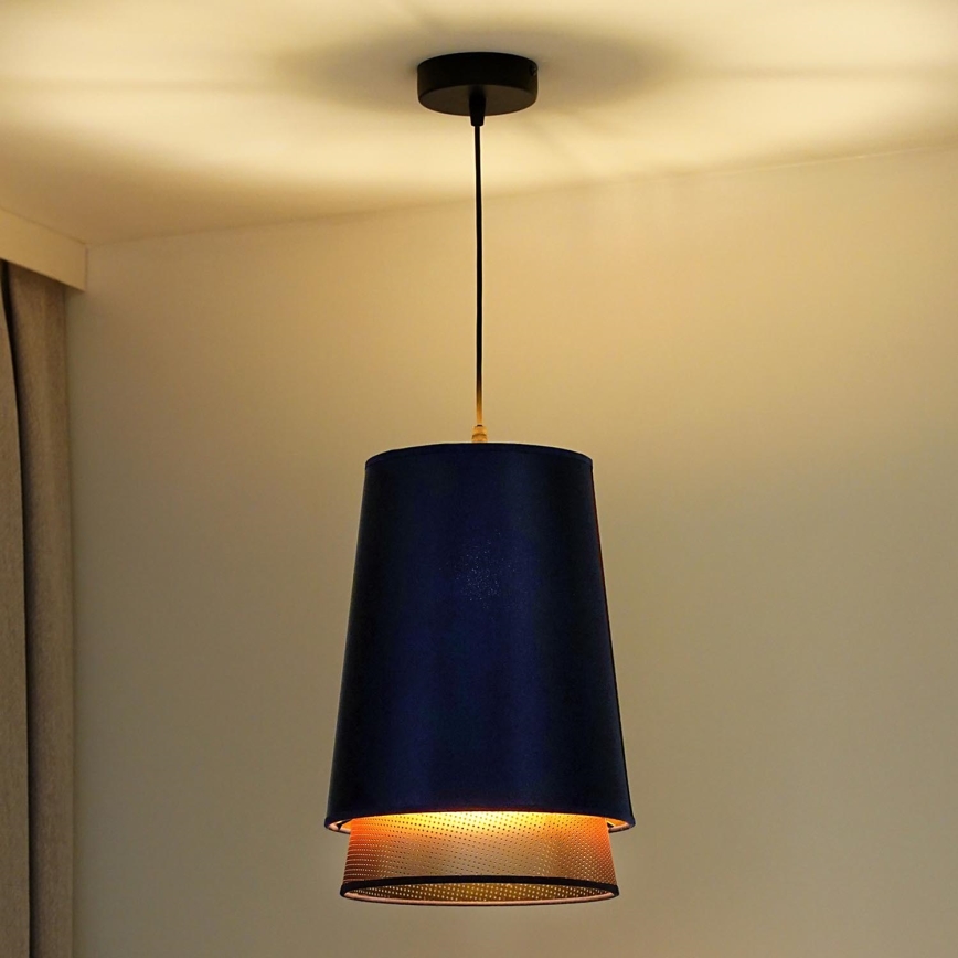 Duolla - Lámpara colgante BELL SHINY 1xE27/15W/230V diá. 25 cm azul/cobre