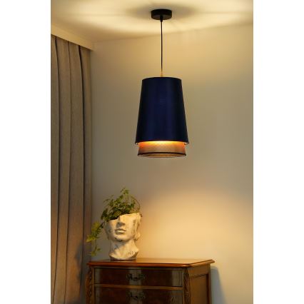 Duolla - Lámpara colgante BELL SHINY 1xE27/15W/230V diá. 25 cm azul/cobre