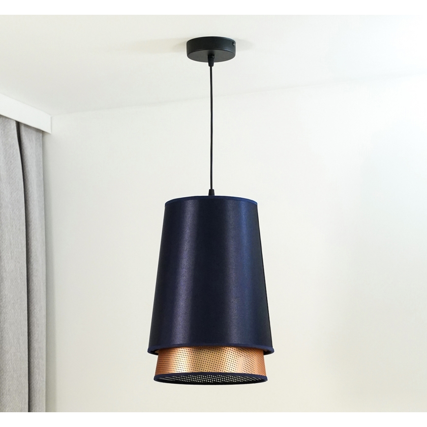 Duolla - Lámpara colgante BELL SHINY 1xE27/15W/230V diá. 25 cm azul/cobre