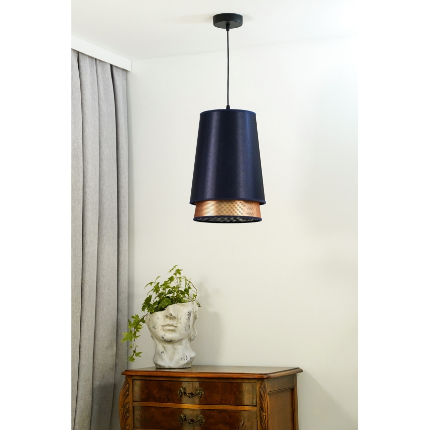 Duolla - Lámpara colgante BELL SHINY 1xE27/15W/230V diá. 25 cm azul/cobre