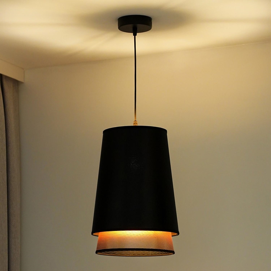 Duolla - Lámpara colgante BELL SHINY 1xE27/15W/230V diá. 25 cm negro/cobre
