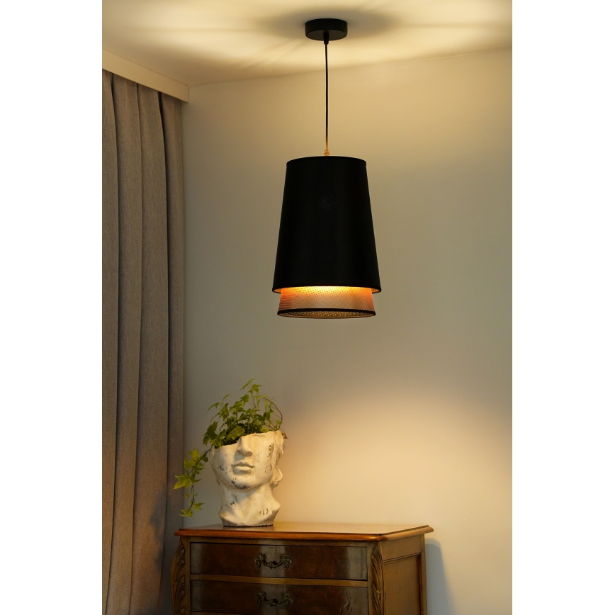 Duolla - Lámpara colgante BELL SHINY 1xE27/15W/230V diá. 25 cm negro/cobre
