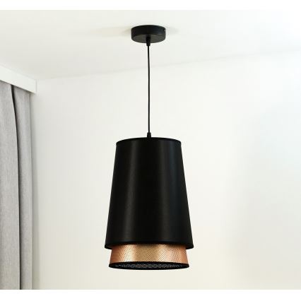 Duolla - Lámpara colgante BELL SHINY 1xE27/15W/230V diá. 25 cm negro/cobre