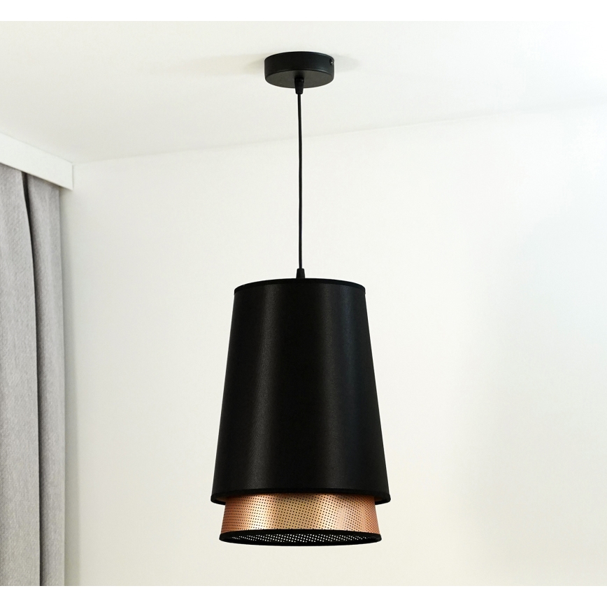 Duolla - Lámpara colgante BELL SHINY 1xE27/15W/230V diá. 25 cm negro/cobre