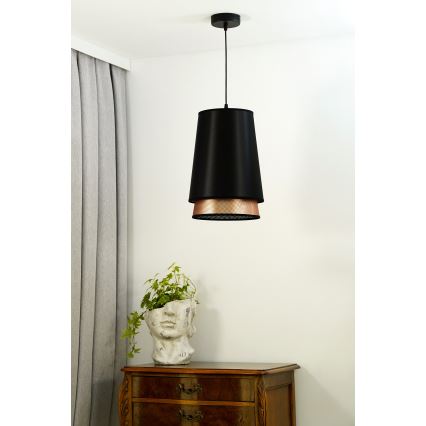 Duolla - Lámpara colgante BELL SHINY 1xE27/15W/230V diá. 25 cm negro/cobre