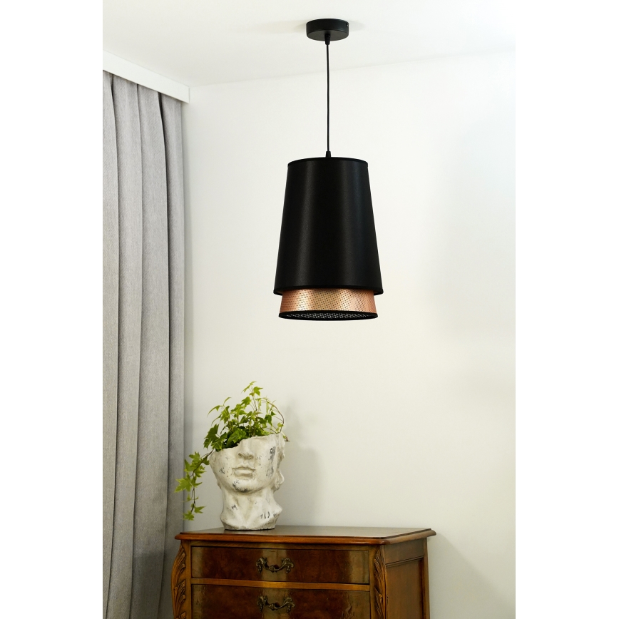 Duolla - Lámpara colgante BELL SHINY 1xE27/15W/230V diá. 25 cm negro/cobre
