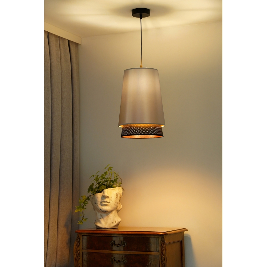 Duolla - Lámpara colgante BELL SHINY 1xE27/15W/230V diá. 25 cm plata/negro